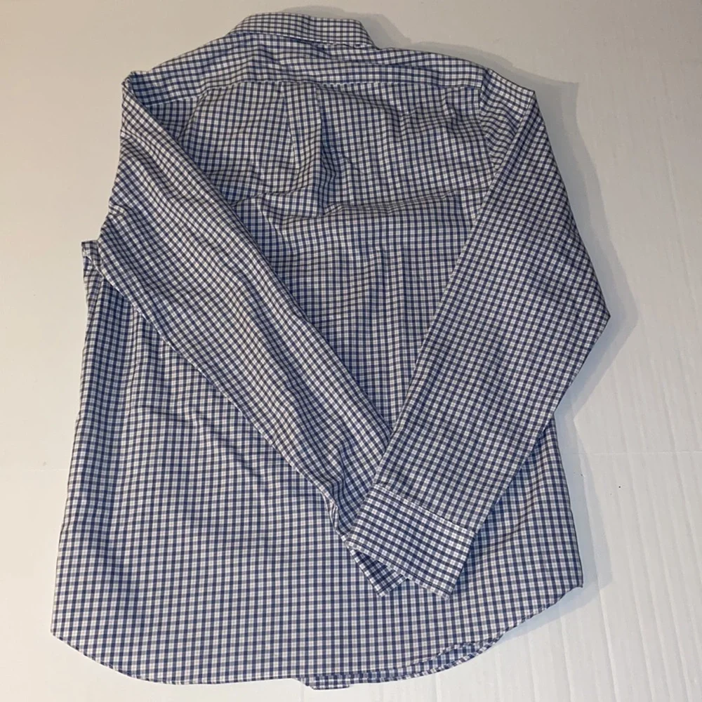 J. Crew Men’s Blue And White Plaid Long Sleeve Button Down Medium Shirt